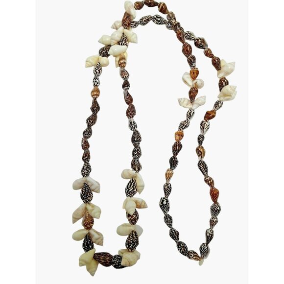 Vintage Surf Style Shell Bead Necklace Bohemian Beach Jewelry 32 inch - Picture 1 of 6